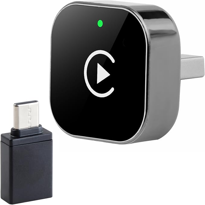 Wireless Carplay Adapter & Android Auto 2025 Upgrade Wired CarPlay to Wireless,2-in-1 Mini USB Design with Fast Stable Connection Car Play for Apple iOS 10+, Android 11+ Version