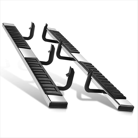 6.75" Running Boards Compatible with 2004-2024 Nissan Titan XD Crew Cab | Pair of Stainless Steel Flat Side Step Nerf Bars for Truck, Heavy Duty Polished Chrome Step Bars