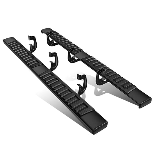 6" Black Aluminum Running Boards Side Step Nerf Bars Compatible with 07-19 Silverado Sierra 1500 2500 3500 Crew Cab