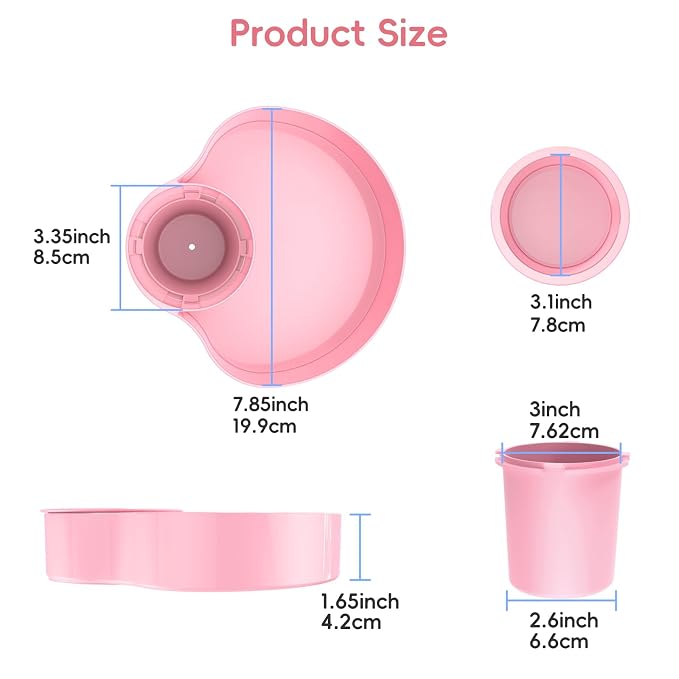 2 Pack Car Seat Cup Holder Snack Tray: Travel Tray for Kids Car Seat Food Tray for Kids Travel, Toddler Carseat Eating Plate Table, Kid Road Trip Table Essentials Accessories, Pink+Blue
