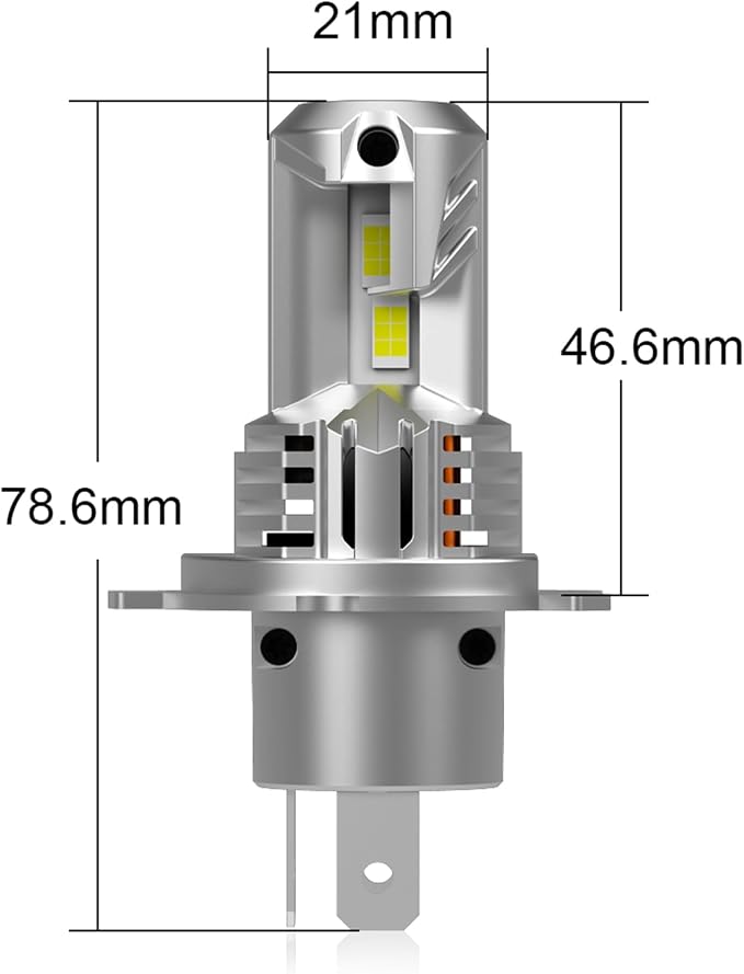 Latest H4 Light Bulbs Hi/Low Super Bright Upgraded 900% 60000LM Brightness,1:1 Halogen Mini Size,10-Year Lifespan,Plug and Play,H4/9003 Fog Bulbs,Pack of 2