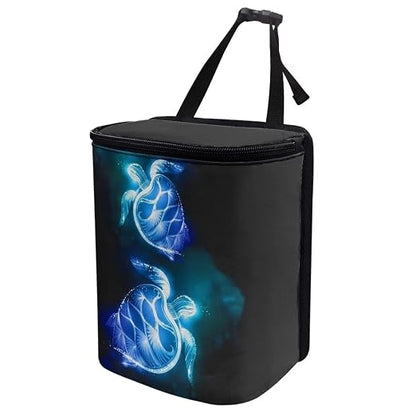 Talayituse Sea Turtle Print Car Trash Can, Portable Auto Garbage Bin Multifunctional Vehicle Interior Accessories with Adjustable Straps Universal Fit Truck SUV Sedan