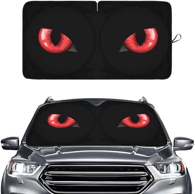 GENANY Evil Eyes Movie Windshield Sun Shade for Car SUV Truck (55x29 Inches), Automobile Sunshade, Protector Blocks UV, Car Decor