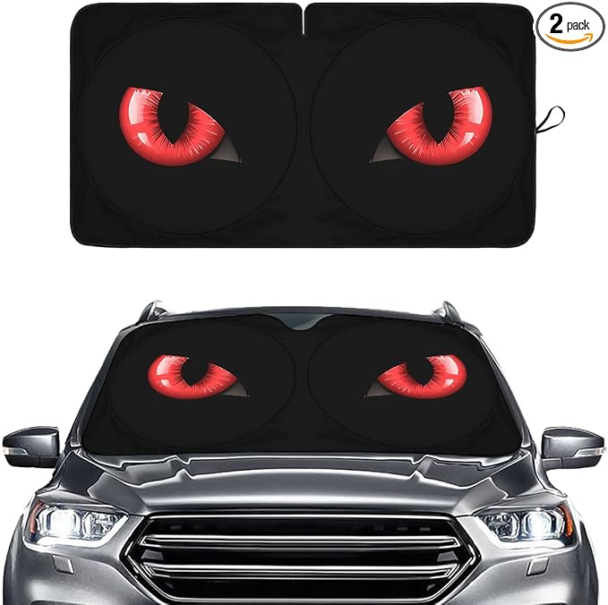 GENANY Evil Eyes Movie Windshield Sun Shade for Car SUV Truck (64x32 Inches), Automobile Sunshade, Protector Blocks UV, Car Decor