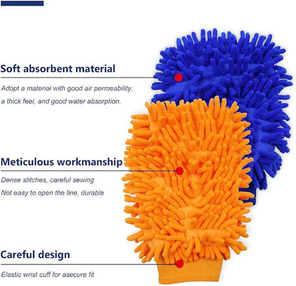 5 Pcs Premium Chenille Microfiber Car Wash Glove, Double Sided Scratch-Free Car Wash Mitt, Soft Carwash Sponge, Microfiber Cleaning Mitt