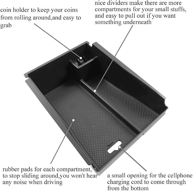 Center Console Armrest Storage Box Compatible with Hyundai Tucson 2016-2021 ABS Tray Insert Organizer Glove Pallet Phone Holder