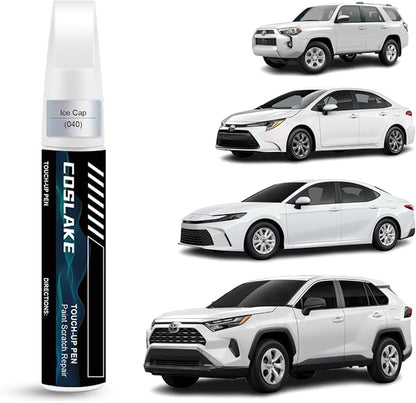 Car Touch Up Paint(Ice Cap/Super White(040(Include 2UE/2MQ))) for Toyota, Car Paint Scratch Repair Kit, Quick & Easy Solution to Repair, 2 in 1 Scratch Remover Pen with Color-Matched