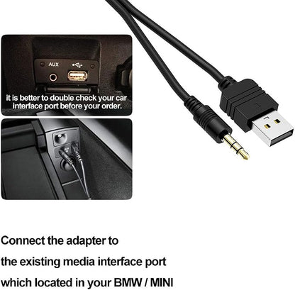 Bluetooth Adapter Streaming Cable for BMW Mini Cooper Media Inerface MMI System Pair USB Android iPhone iPad iPod Touch Smartphone etc