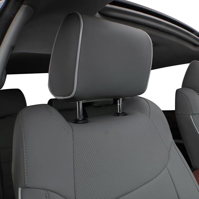 EKR Custom Fit Tacoma Car Seat Covers for Toyota Tacoma 2016 2017 2018 2019 2020 2021 2022 2023 Access Cab -Full Set,Faux Leather(Gray)