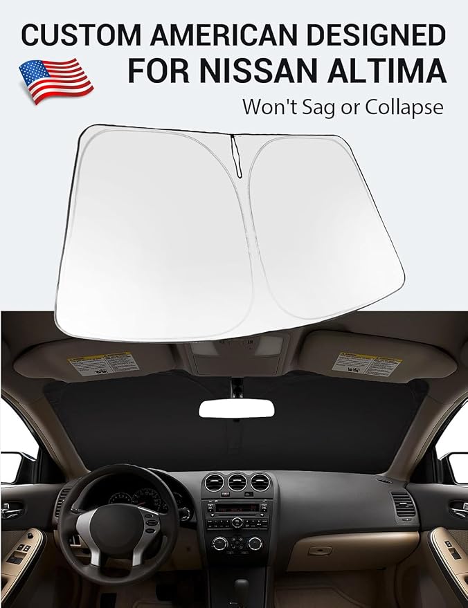 Proadsy 2026 Upgrade Windshield Sun Shade Custom Fit 2007-2012 Nissan Altima Foldable Front Sunshade Protector Sun Visor Blocks UV Rays Keep Car Cooler