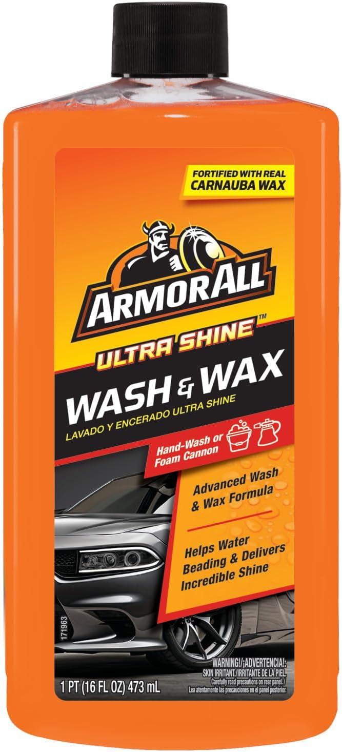 Armor All Ultra Shine Car Wash and Wax, Car Wax and Cleaner for Cars, Trucks and Motorcycles, 16 Fl Oz