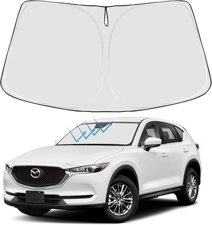 Proadsy 2026 Upgrade Windshield Sun Shade Custom Fit Mazda CX5 CX-5 2017-2025 2026 4-Layer Foldable Front Sunshade Protector Sun Visor Blocks UV Rays Keep Car Cooler
