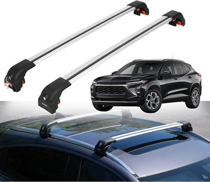 ERKUL Heavy Duty Roof Rack Cross Bars for Chevrolet Chevy Trax 2024-2026 | Upgraded 220 lbs Aero Aluminum Crossbars with Smart Clamp System | Compatible with Flush Rails - Silver