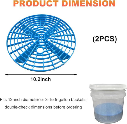 2 PCS Car Wash Bucket Inserts, Auto Detail Dirt Gaurd Buckets Filter Helps Remove Dirt Debris, Dirt Guard Insert Wash Filter Fits 12 Inch Diameter Bucket or 3-5 Gallon Buckets (Blue)
