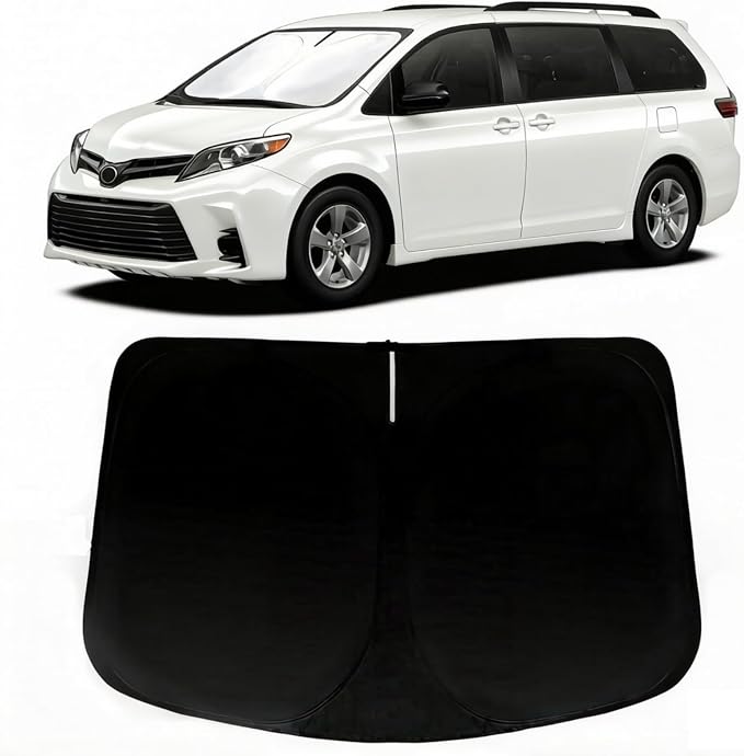 Windshield Sun Shade for 2021-2026 Toyota Sienna Accessories, Car Front Window Sun Visor & Heat Shield | 240T Sunshade Protection Blocks UV Rays Keep Your Car Cooler