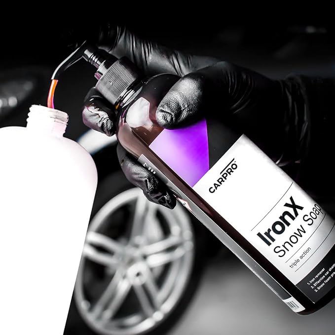 CARPRO IronX Snow Soap - Car Wash Pre-Wash Cleaner and Degreaser on Paint, Glass, Wheels, Headlights, Plastic Trim - Remove Old Wax & Brake Dust - Liter (34 oz)