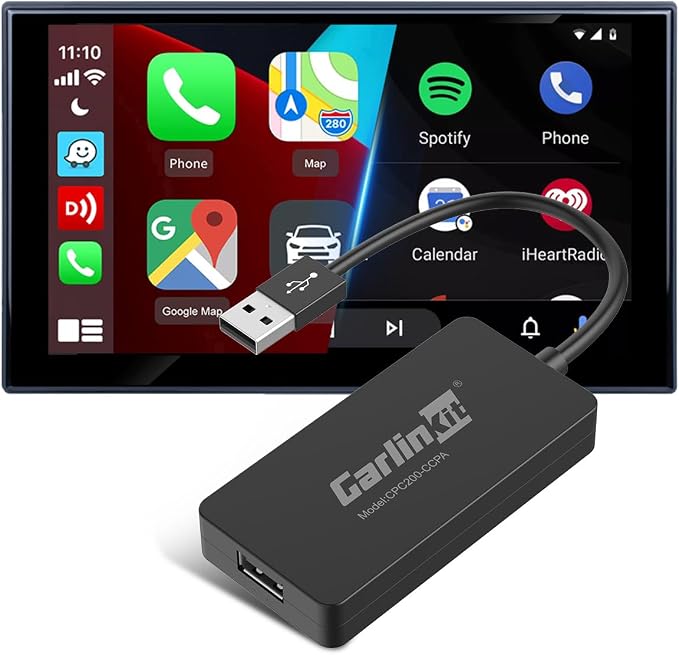 Carlinkit CCPA Wireless CarPlay & Android Auto Adapter, Only for Car with Android Head Unit 4.4.2+, 5.8GHz Dongle with Built-in APK App, Support Wireless Connect & Screen Mirroring, OTA Upgrade