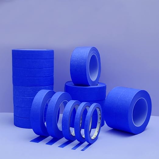 6 Rolls Fine Line Tape 1/16, 1/8, 1/5, 2/5, 1/2, 3/4 Inch x 55 Yard Fineline Masking Tape Painter Adhesive Automotive for DIY Car Auto Paint (Blue, Mixed Sizes)