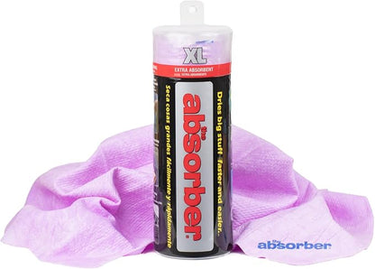 CleanTools the Absorber XL 18" x 29" - Synthetic Premium Drying Chamois Cloth for Cars and Trucks - Super Absorbent, Scratch-Free and Washable (Purple)