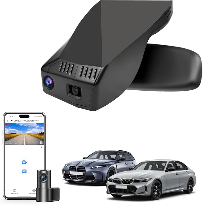 Mangoal Front 4K & Rear 1080p Dash Cam for BMW 3-Series Gen7 G20 G21 G28 2020-2026 Select 2019 M3 G80 G81(Model A), OEM Style, 2160P UHD Video, WiFi & APP, GPS, 128GB Card