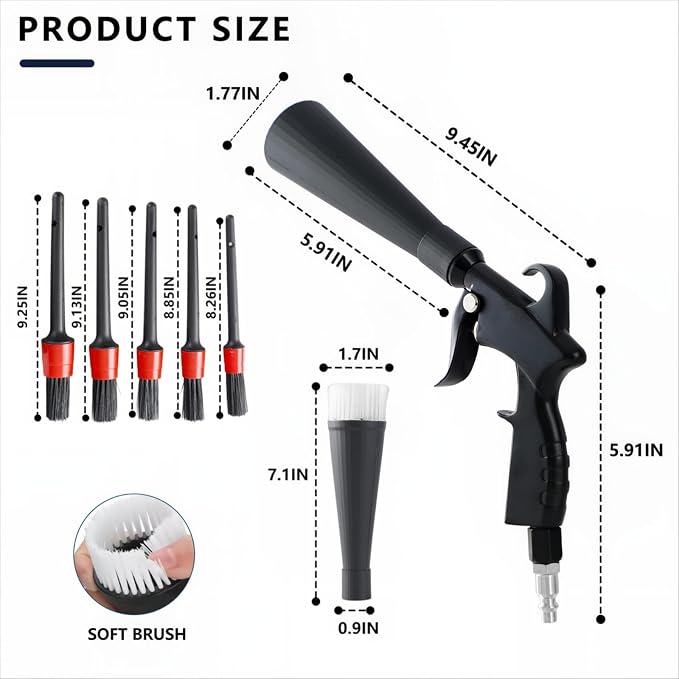 Tornado Detailing Car Cleaning Gun with Metal Nozzle | Interior Drying Air Gun | High Pressure Blower Gun | Car Cleaning Kit for Swiftly Removing Dirt and Dust with Air Flow