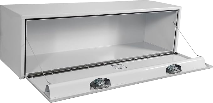 Buyers Products 1702415 Steel Underbody Truck Box, 18x 18x 60 Inch, Job Site Box, Lockable T-Handle Latch, Utility Tool Box, Heavy Duty Storage and Organizer, Made In The USA, White