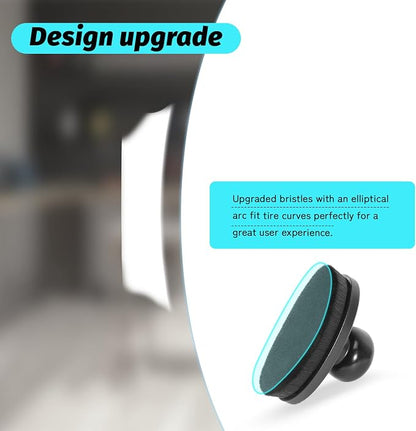 Yoseng Tire Shine Brush - Curved Brush Head & Large 3.8'' Tire Dressing Applicator with Storage Stand for Automotive Detailing, Car Enthusiasts, DIY Users (Vegan, Washable, Black)
