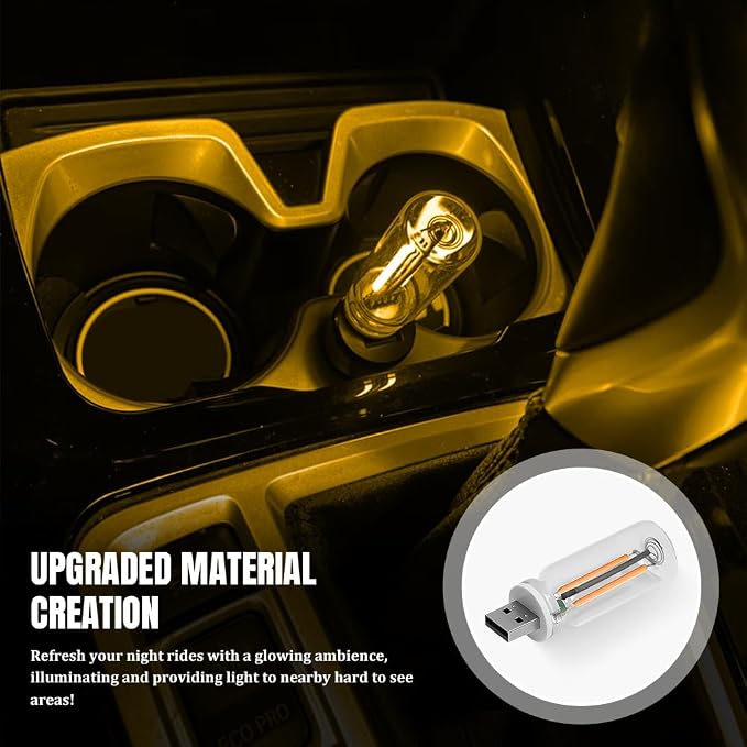USB LED Car Interior Atmosphere Light, Car USB Night Light, Plug-in Auto Ambient Lighting Retro Lamps, Touch Adjustment LED Automotive Night Lamp Auto Accessories for bedrooms Camping (Warm)