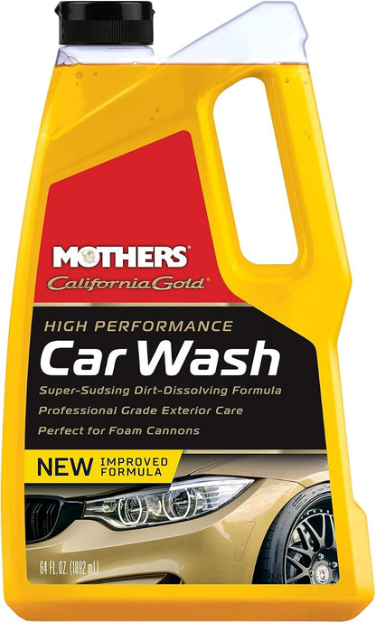 Mothers California Gold High Performance Car Wash, 64 oz. — pH Balanced, Eco-Friendly, Super-Sudsy, Foam Cannon, Safely Cleans Without Stripping Wax, Sealant or Coating, Removes Dirt & Grime (05664)