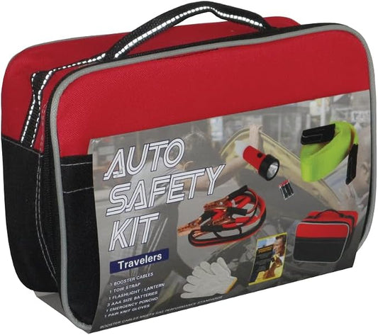 Heavy Duty and Portable Travelers Auto Safety Kit for Roadside Emergencies