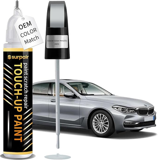 Glacier Silver Metallic A83 Touch up Paint for BMW OEM Color Match Car Scratch Repair Kit for Nicks & Chips Scratches Quick & Easy Paint Fix 2-In-1 Car Scratch Remover Pen