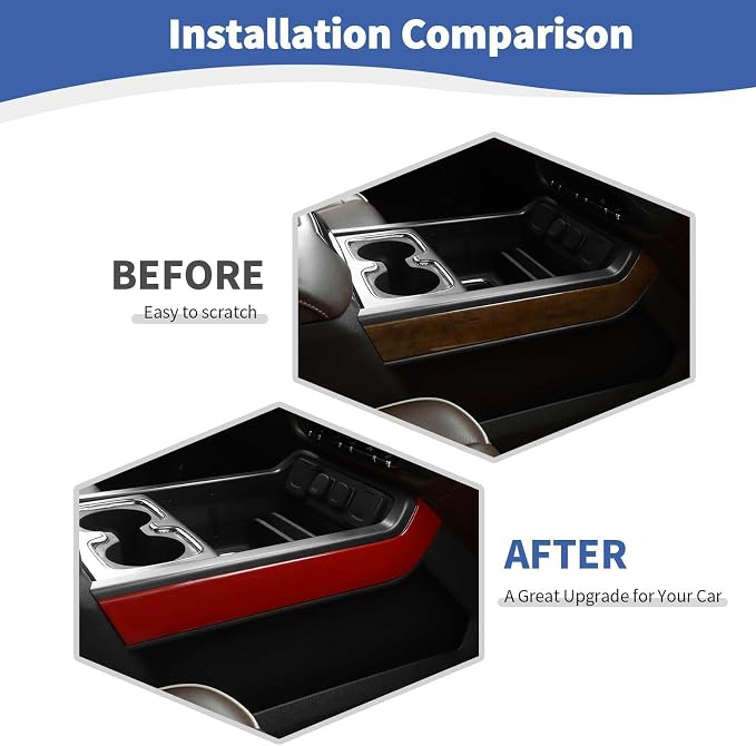 RT-TCZ for Silverado Center Console Organizer Tray Side Panel Trim Cover for Chevy Silverado GMC Sierra 2014-2018 Red Interior Accessories 2pcs