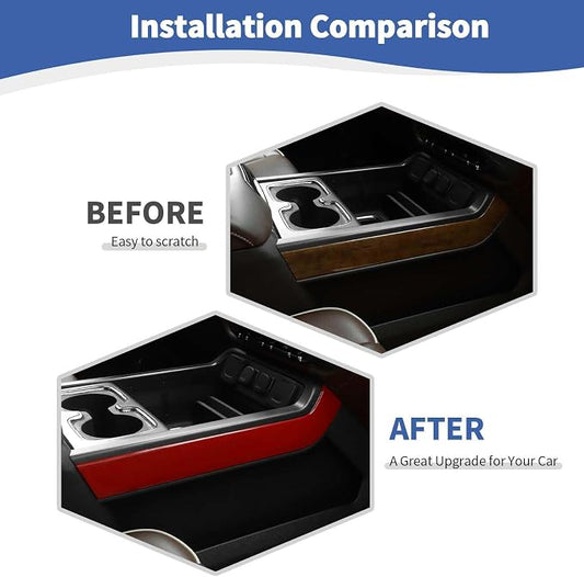 RT-TCZ for Silverado Center Console Organizer Tray Side Panel Trim Cover for Chevy Silverado GMC Sierra 2014-2018 Red Interior Accessories 2pcs