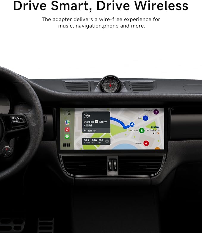 RAESHA Wireless CarPlay Adapter – Mini 2 in 1 Wireless CarPlay Adapter for Both Apple CarPlay and Android Auto – Easy Installation, Clutter-Free, and Seamless Control with Ultra-Fast Connection