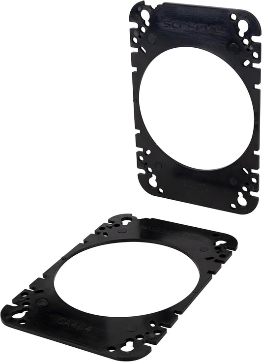 Scosche SA464 4x6” to 4" Car Speaker Adapters Compatible with Select 1976-07 Import and Domestic Vehicles - Adapter Spacers for Car Door and Dash Speakers - Sold in Pairs - See Fit Guide in Image