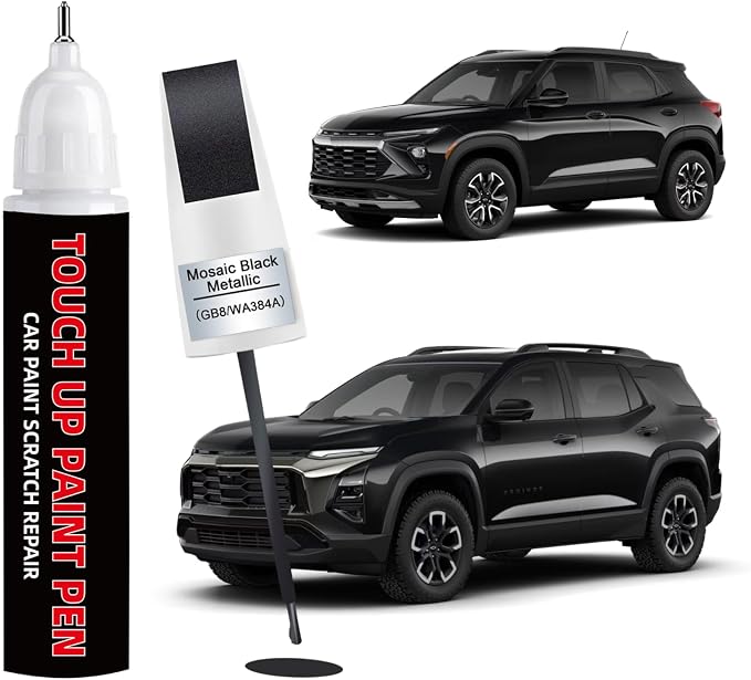 Mosaic Black Metallic(GB8/WA384A) Car Touch Up Paint for Chevy 2-in-1 Car Scratch Repair Pen with Fine Tip&Brush, DIY Color-Code Matched Auto Paint for Rock Chips Door Scratches Paint Nicks Bumper Marks