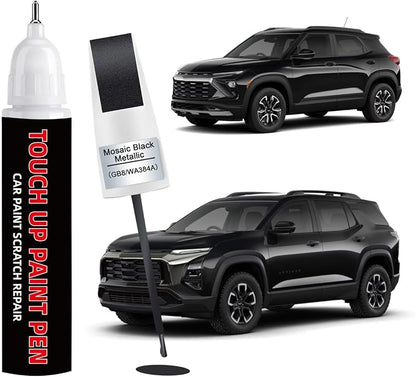 Mosaic Black Metallic(GB8/WA384A) Car Touch Up Paint for Chevy 2-in-1 Car Scratch Repair Pen with Fine Tip&Brush, DIY Color-Code Matched Auto Paint for Rock Chips Door Scratches Paint Nicks Bumper Marks