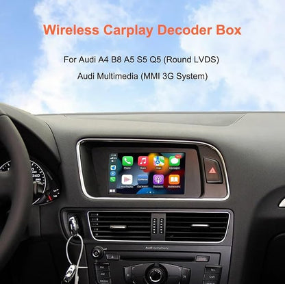Wireless Carplay Android Auto Adapter for Audi A4 A5 Q5 S4 S5 2008-2018 | MMI 3G Retrofit Kit with Navigation, Music, Siri, OEM Knob Control, Camera Input
