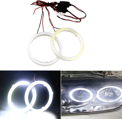 Qasim 1-Pair White 60MM 45SMD COB LED Halo Ring Angel Eyes LED Fog Light DRL Warning Lamps with Lampshade Cover 12V 24V