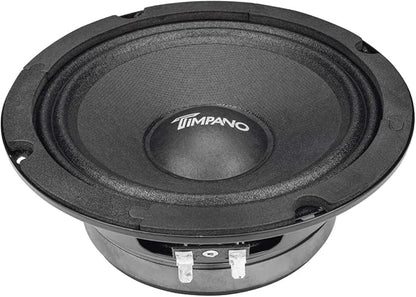 Timpano 6.5 Inch Shallow Midrange Speaker 500 Watts TPT-MR6-4 PRO Bundle 6.5 Midrange Speakers 4 Ohm Shallow Mount Car Audio Speaker, Pro Audio Loudspeaker Compact for Doors (Pair)