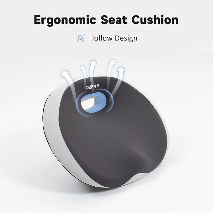 Donut Pillow Seat Cushion with Memory Foam for Tailbone Pain & Sciatica Relief - Ergonomic Hollow Office Chair Pad with Breathable Cover for Home Car Driving