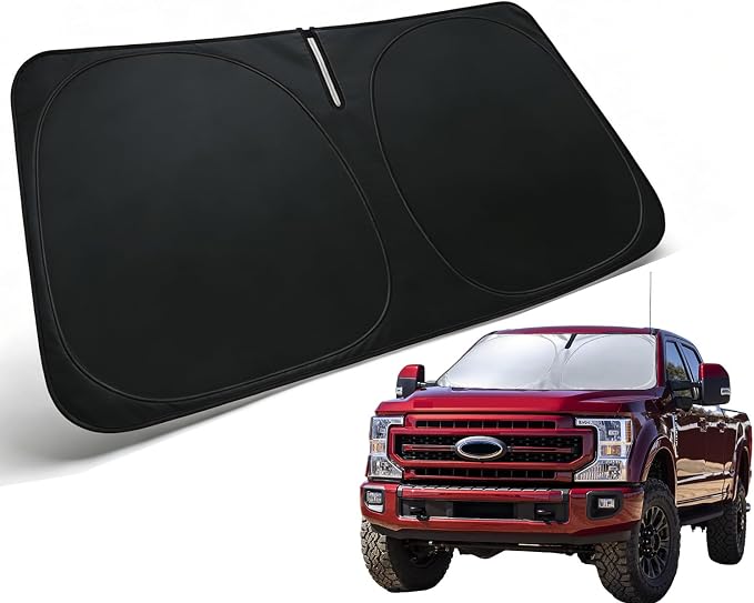 Windshield Sun Shade for Ford Explorer 2020-2026 Accessories, F250 2017-2026 Car Front Window Sunshade & Heat Shield | 240T Sun Visor Protection Blocks UV Rays Keep Your Car Cooler