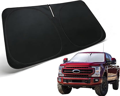 Windshield Sun Shade for Ford Explorer 2020-2026 Accessories, F250 2017-2026 Car Front Window Sunshade & Heat Shield | 240T Sun Visor Protection Blocks UV Rays Keep Your Car Cooler