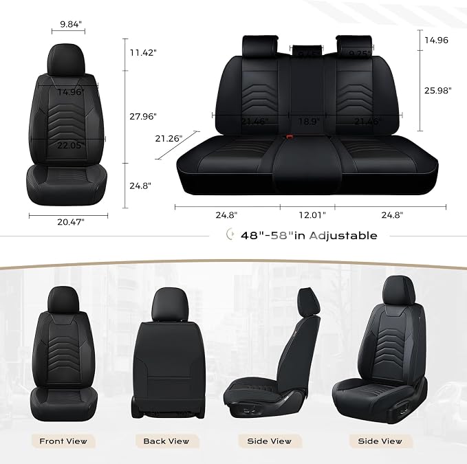 Coverado Car Seat Covers Front Seats, 2-Pack Black Seat Covers for Cars, Waterproof Leather Car Seat Covers for Cars, Car Seat Protector Car Seat Cushion Universal Fit for Most Cars Trucks SUV