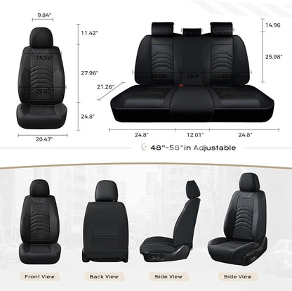 Coverado Car Seat Covers Front Seats, 2-Pack Black Seat Covers for Cars, Waterproof Leather Car Seat Covers for Cars, Car Seat Protector Car Seat Cushion Universal Fit for Most Cars Trucks SUV