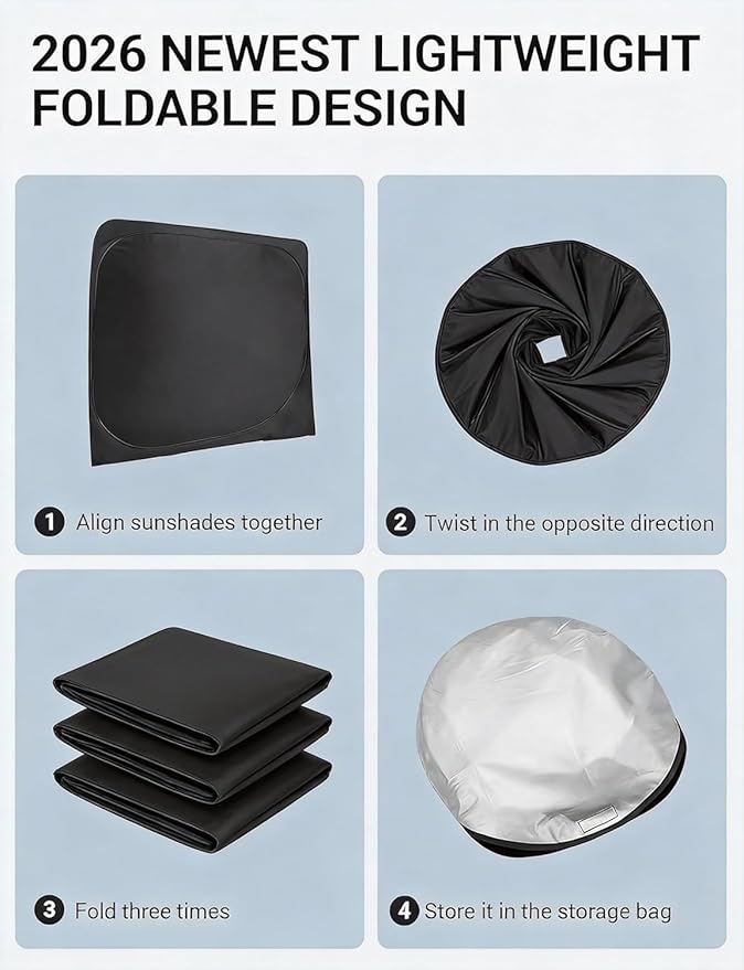 Proadsy Windshield Sun Shade for Cadillac CT5 2020-2026 Foldable Front Sunshade Protector Sun Visor Blocks UV Rays Keep Car Cooler Accessories
