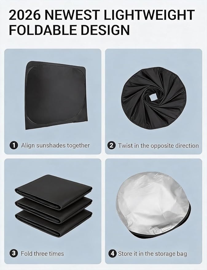 Proadsy Windshield Sun Shade Custom Fit Ford Bronco Sport 2021-2026 Foldable Front Sunshade Protector Sun Visor Blocks UV Rays Keep Car Cooler Accessories