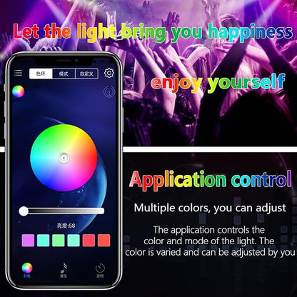 Car LED Strip Lights, 4Pcs App Control Interior Lights, Multicolor Music Car Strip Light Under Dash Lighting Kit with Sound Active Function and Remote Controller, DC 12V