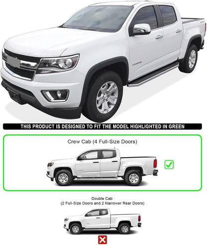 APS Polished Running Boards Compatible with Chevy Colorado GMC Canyon 2015-2026 Crew Cab (Side Steps Side Bars) 6in Wide 304 Stainless Steel