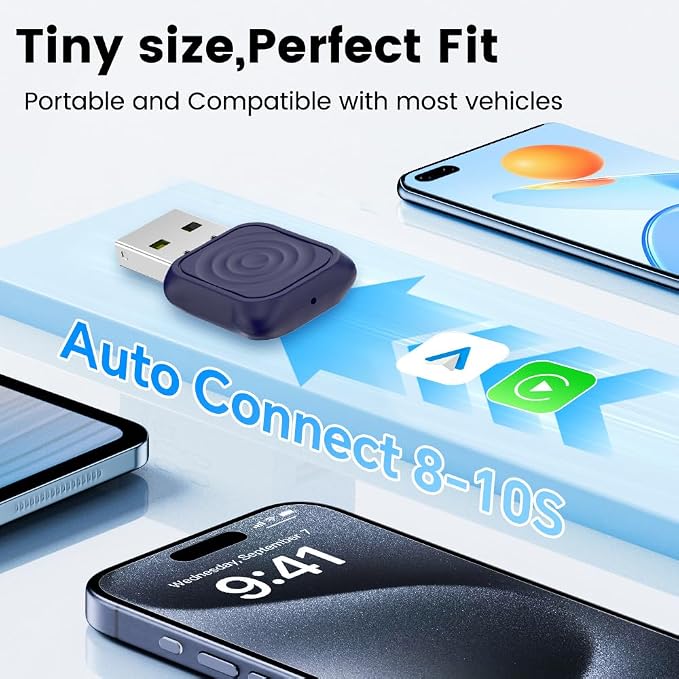 CarlinKit Mini Ultra Wireless CarPlay & Android Auto Adapter - for iPhone/Android 11+, USB-A/C, Plug & Play with Convert Wired to Wireless, 5.8G WiFi Fast & Stable Car with 2016+